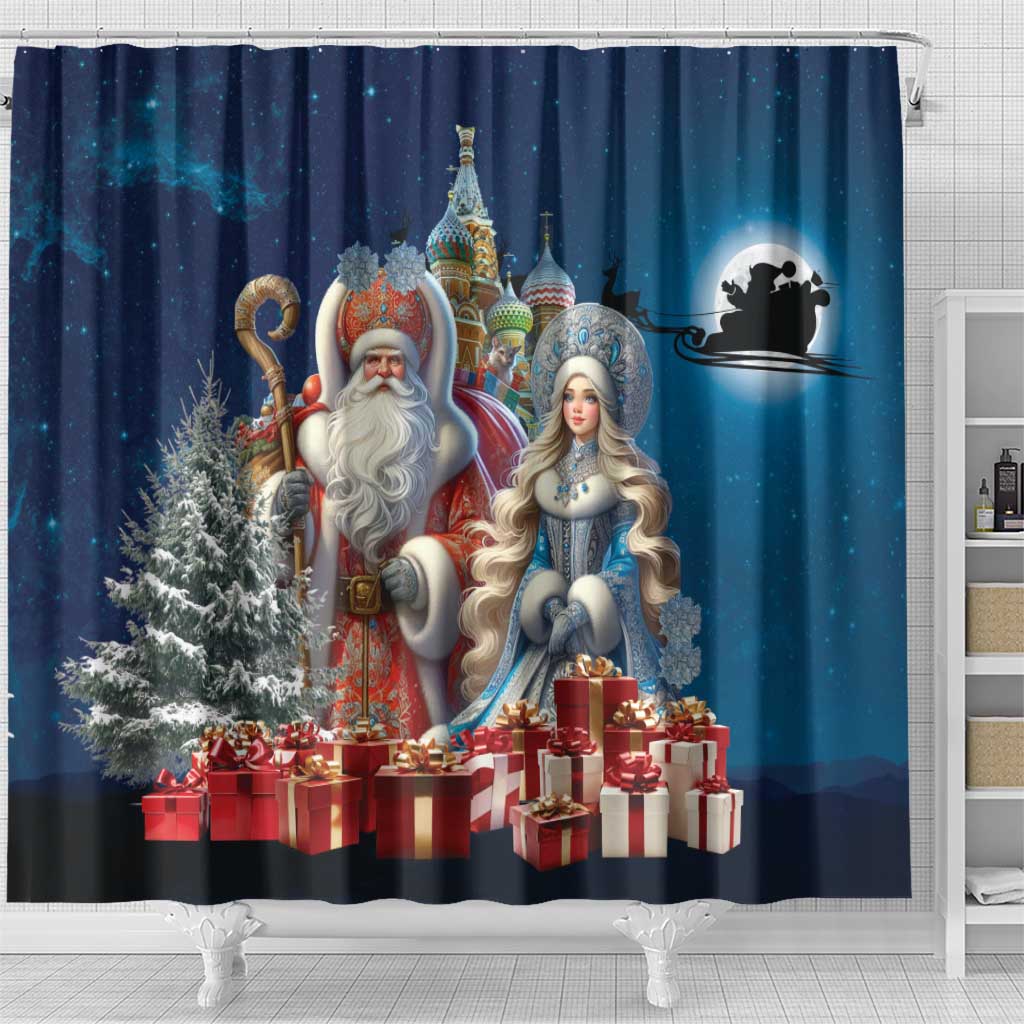 Russia Ded Moroz and Snegurochka Shower Curtain Orthodox Christmas Slavic Mythology LT17