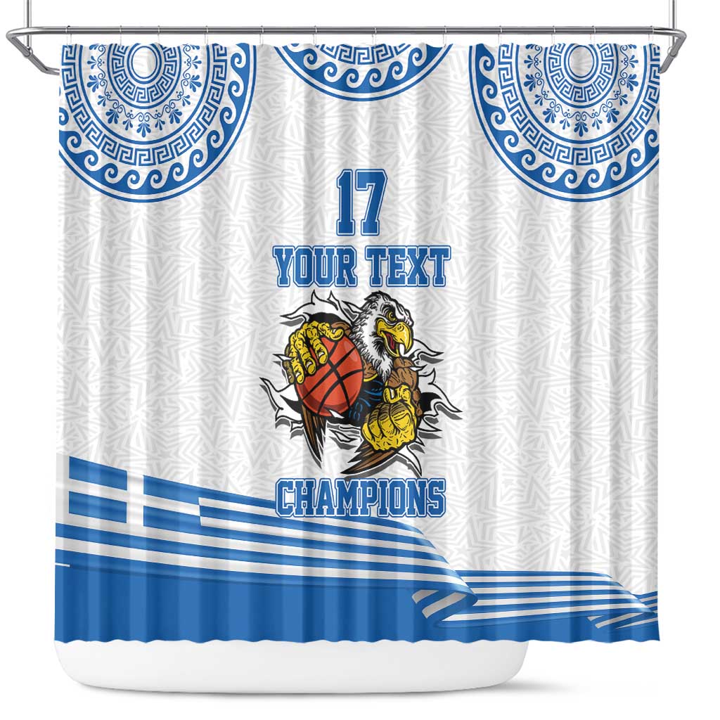 Custom Greece Basketball Champions Shower Curtain Sporty Style with Eagle Mascot LT17