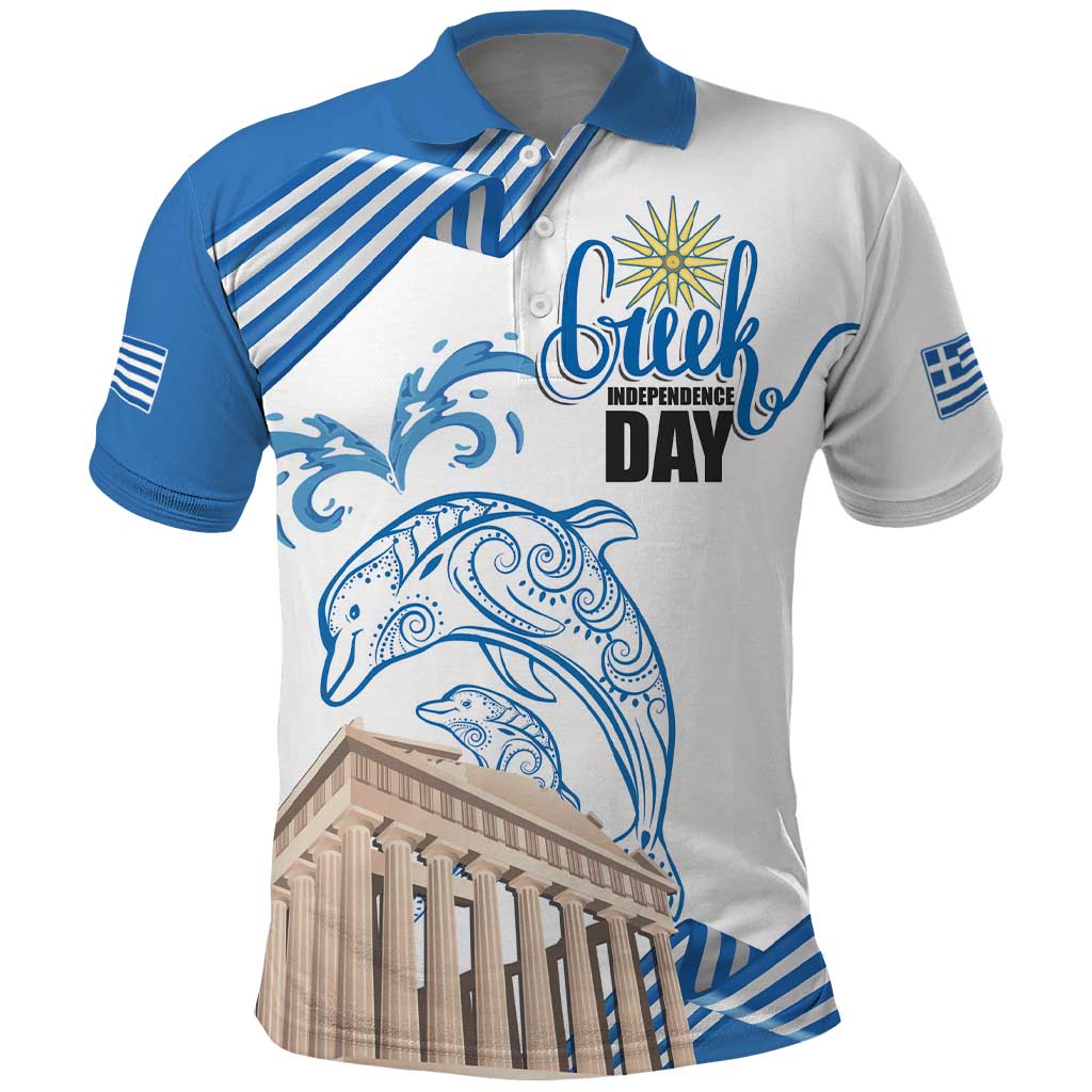 Personalized Greece Greek Independence Day Polo Shirt Dolphin and Parthenon LT17
