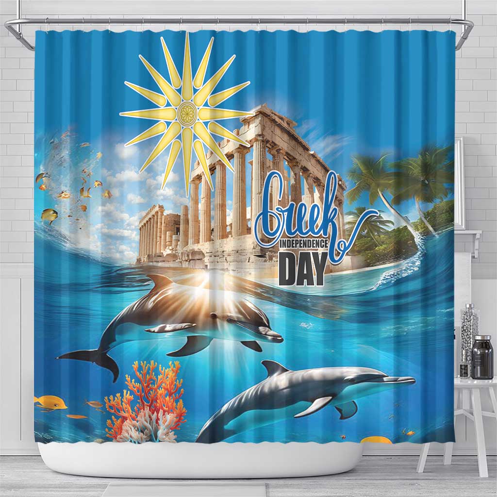 Greece Independence Day 25th March Shower Curtain Scenery in Greece LT17