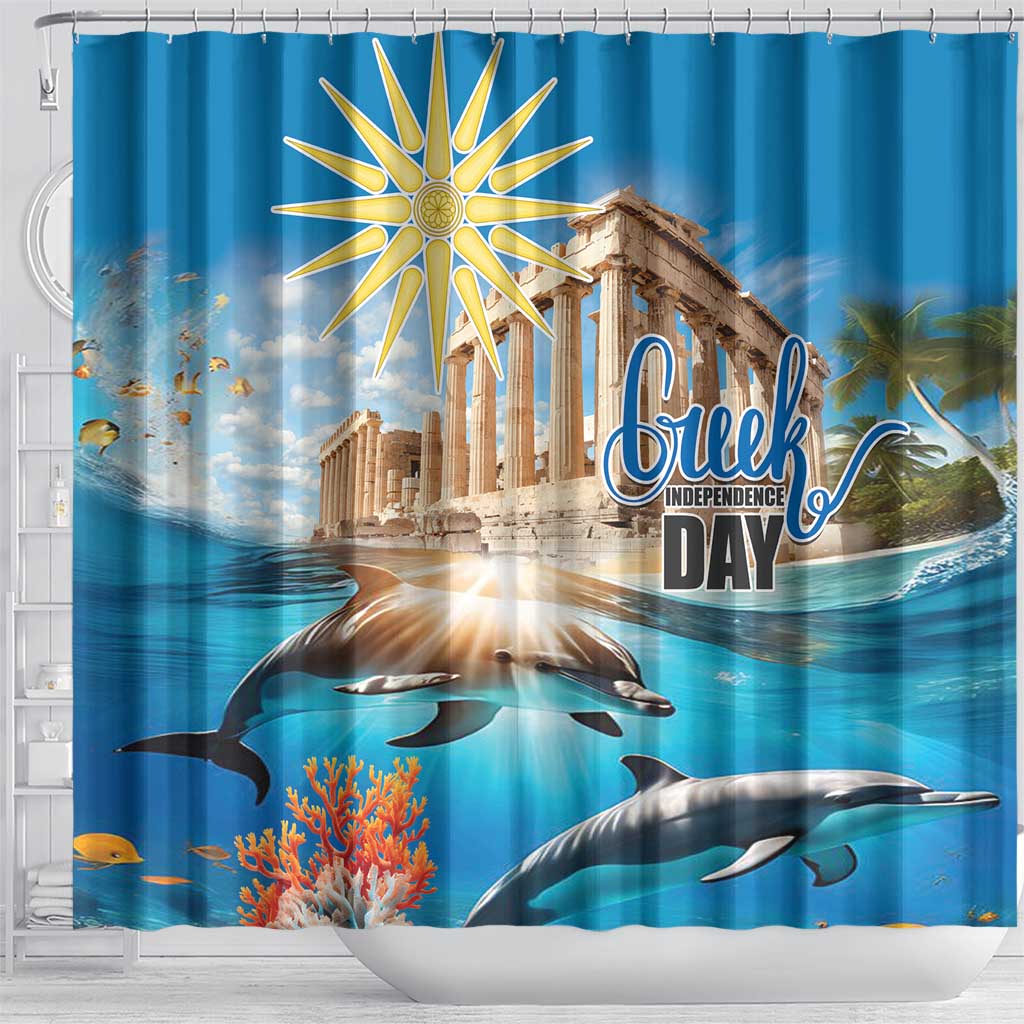 Greece Independence Day 25th March Shower Curtain Scenery in Greece LT17