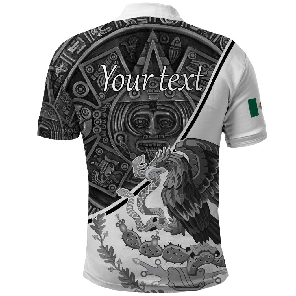 Personalized Mexico Aztec Calendar Polo Shirt Flag and Coat of Arms LT17