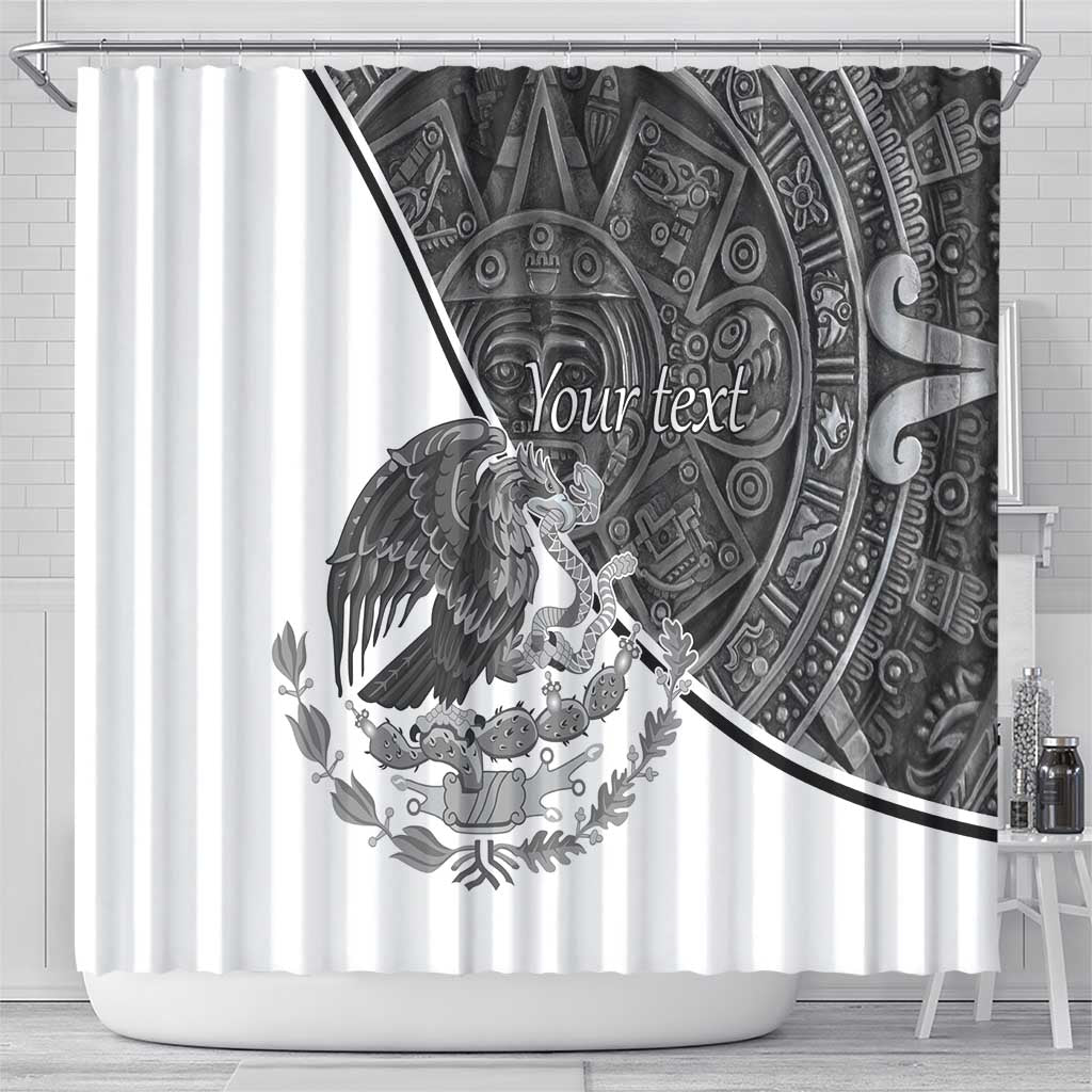 Personalized Mexico Aztec Calendar Shower Curtain Flag and Coat of Arms LT17