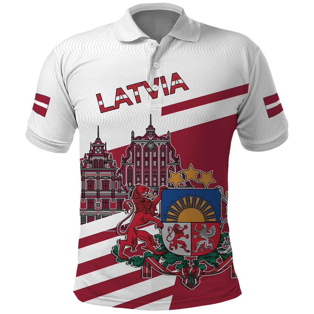 Personalized Riga Town Hall Square Latvia Polo Shirt Coat of Arms LT17