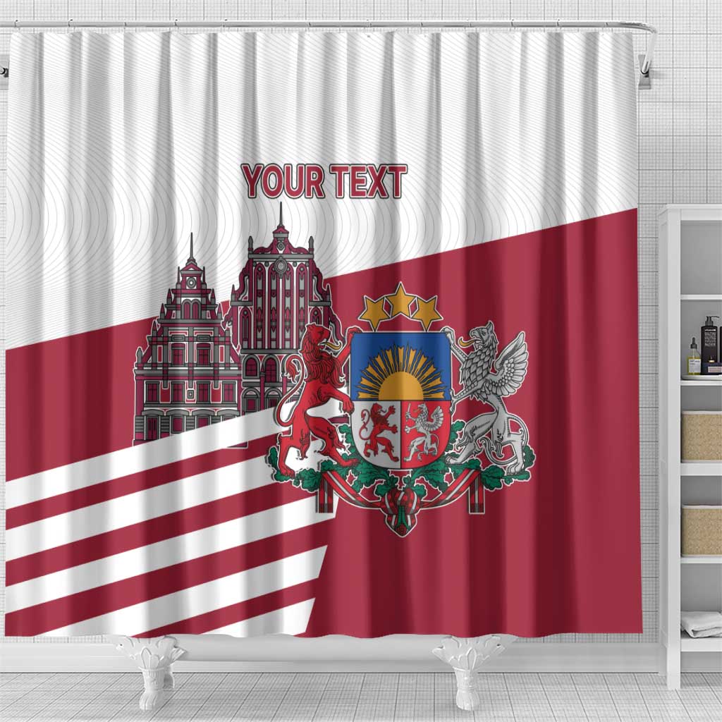 Personalized Riga Town Hall Square Latvia Shower Curtain Coat of Arms LT17