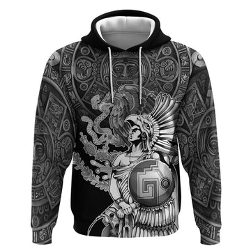 Mexico Aztec Warrior Hoodie Huitzilopochtli With Aztec Calendar LT17