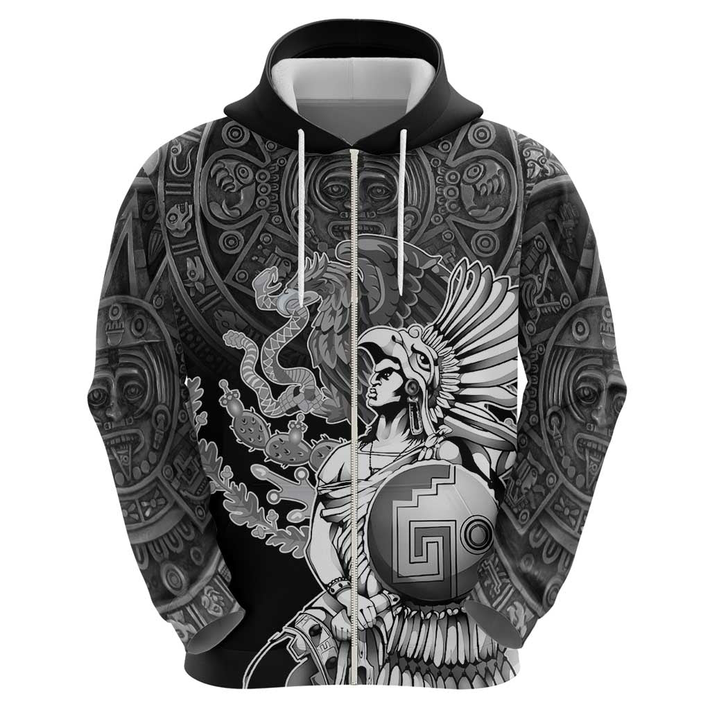 Mexico Aztec Warrior Hoodie Huitzilopochtli With Aztec Calendar LT17