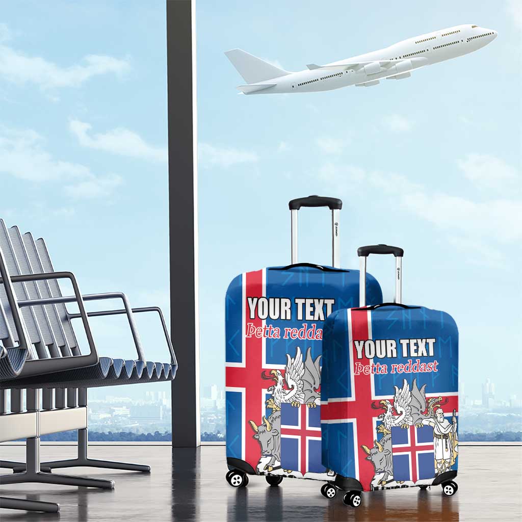 Personalized Iceland Coat of Arms Luggage Cover Runic Alphabet Viking Runes Pattern LT17