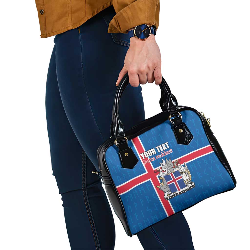 Personalized Iceland Coat of Arms Shoulder Handbag Runic Alphabet Viking Runes Pattern LT17
