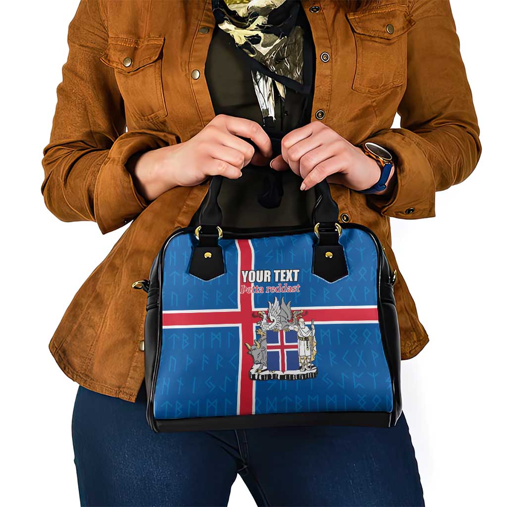 Personalized Iceland Coat of Arms Shoulder Handbag Runic Alphabet Viking Runes Pattern LT17