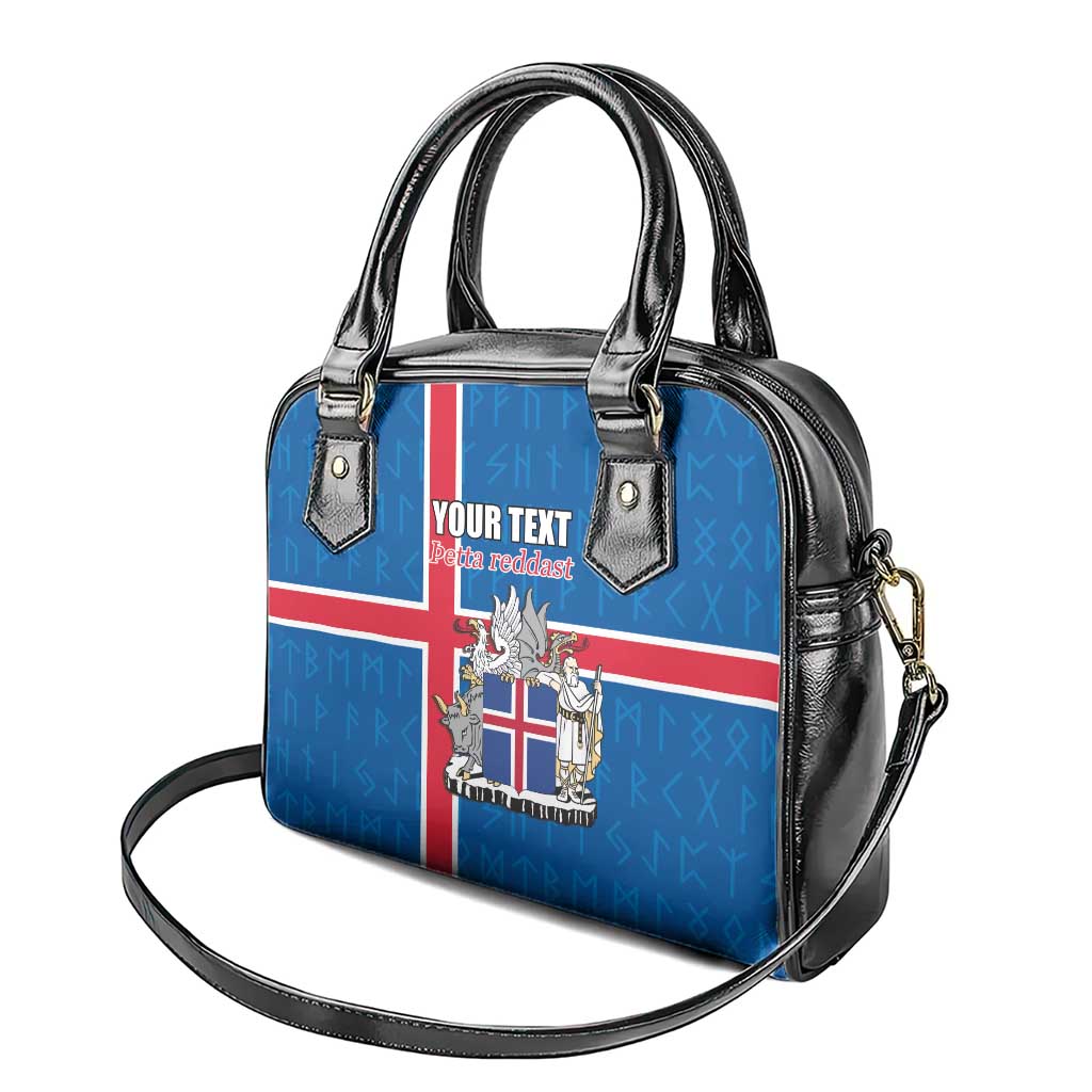Personalized Iceland Coat of Arms Shoulder Handbag Runic Alphabet Viking Runes Pattern LT17