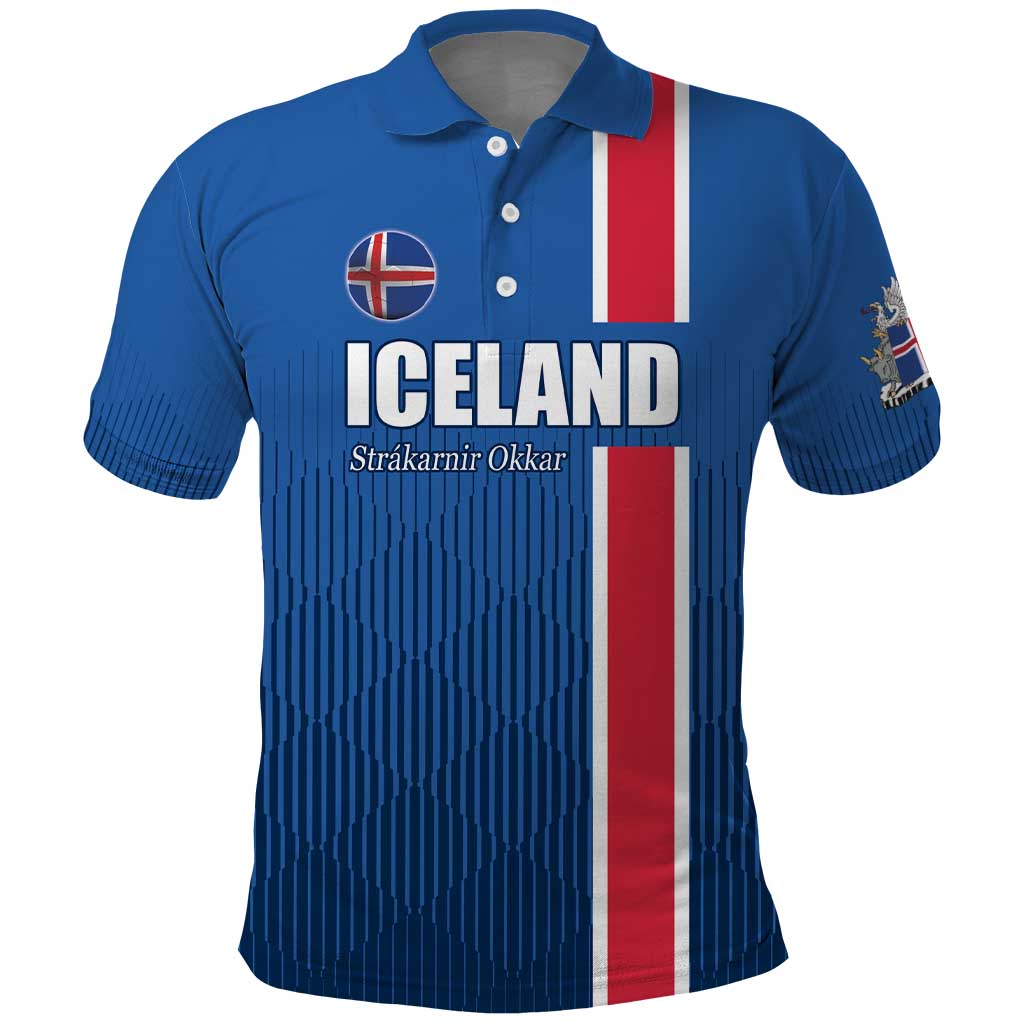Custom Iceland Football Polo Shirt Blue with Flag Style LT17