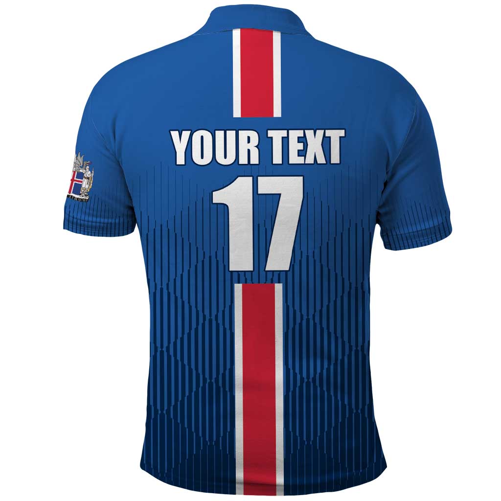 Custom Iceland Football Polo Shirt Blue with Flag Style LT17