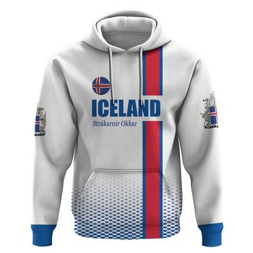 Custom Iceland Football Hoodie White with Flag Style LT17
