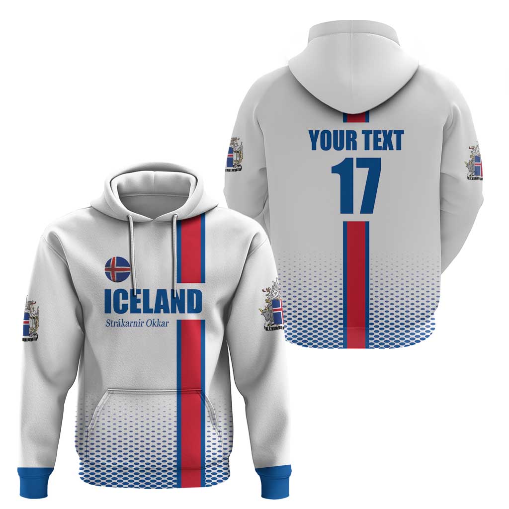 Custom Iceland Football Hoodie White with Flag Style LT17