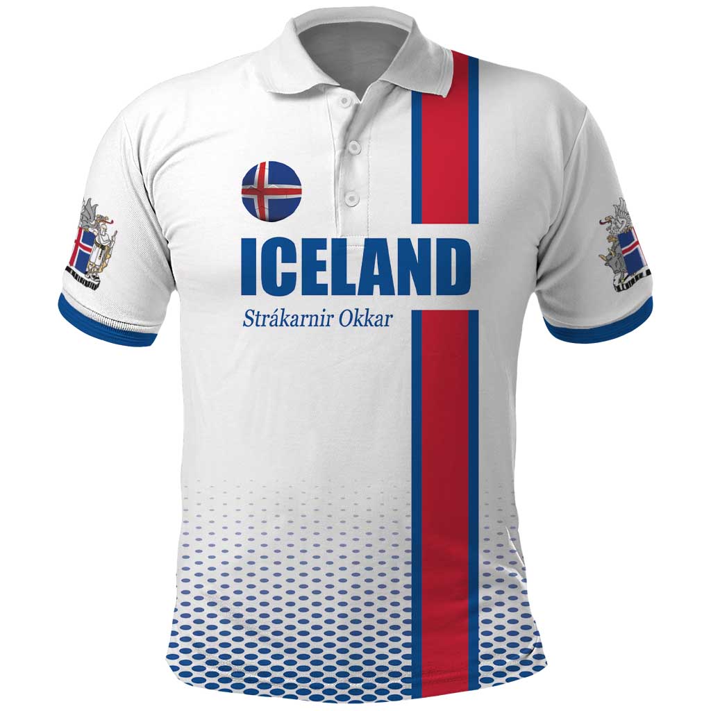Custom Iceland Football Polo Shirt White with Flag Style LT17