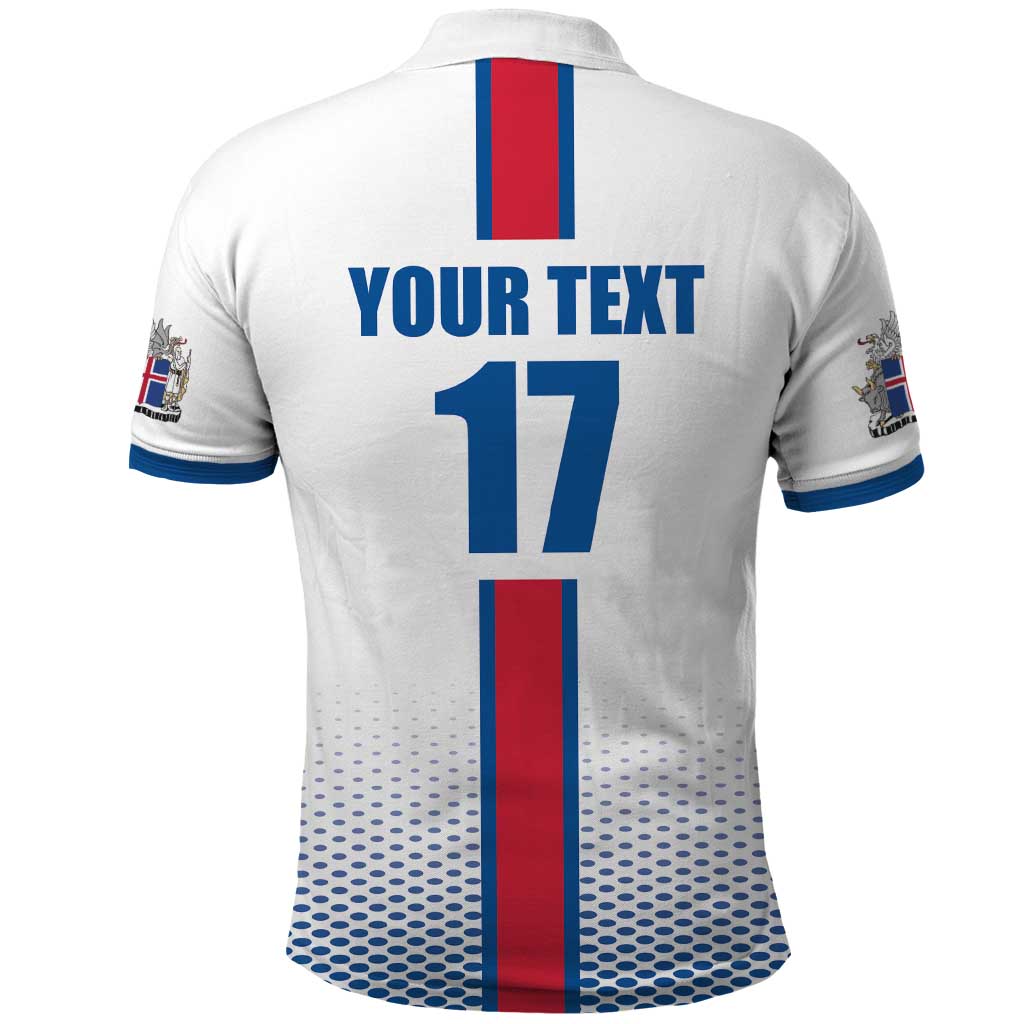 Custom Iceland Football Polo Shirt White with Flag Style LT17