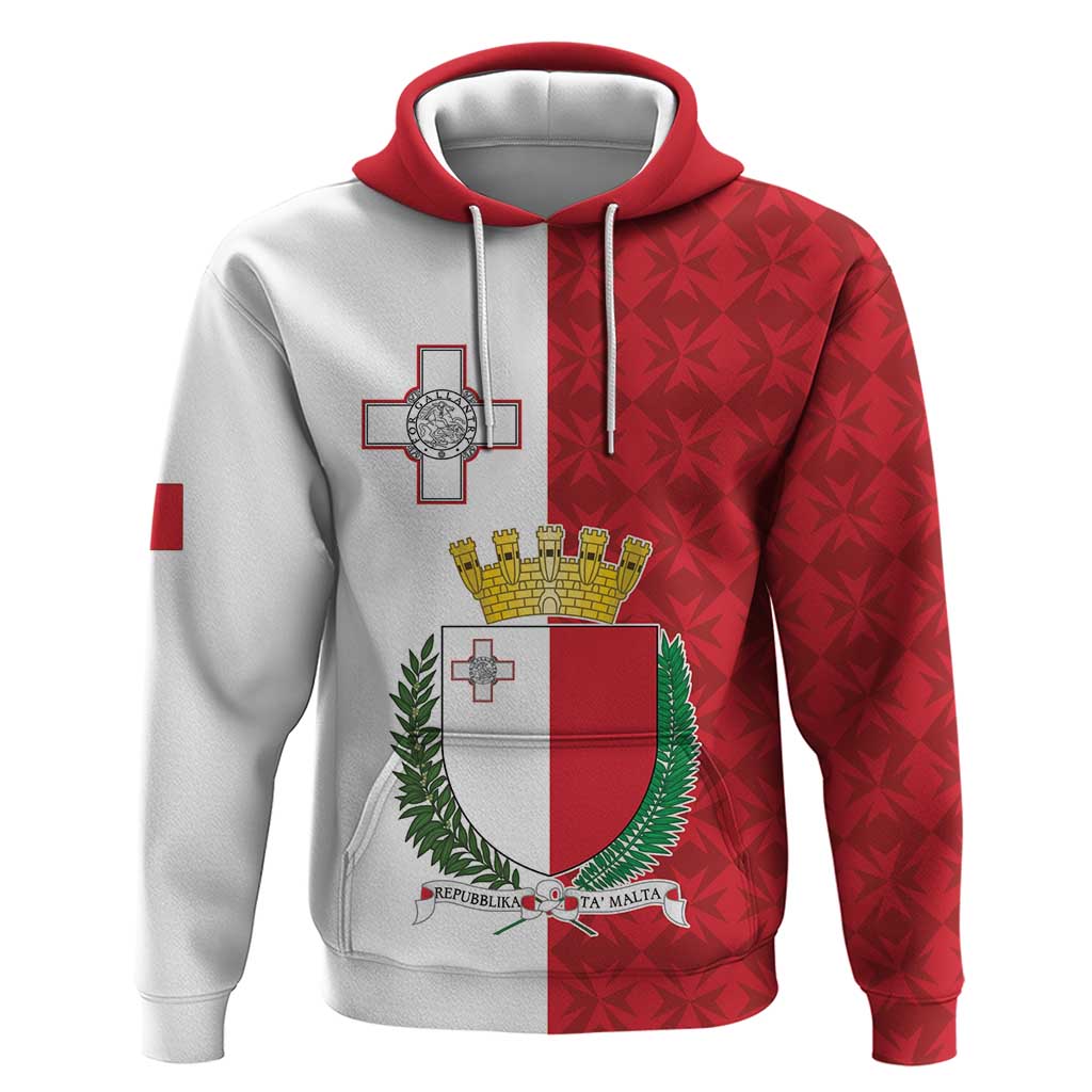 Malta Independence Day Hoodie Flag Style with Coat of Arms LT17