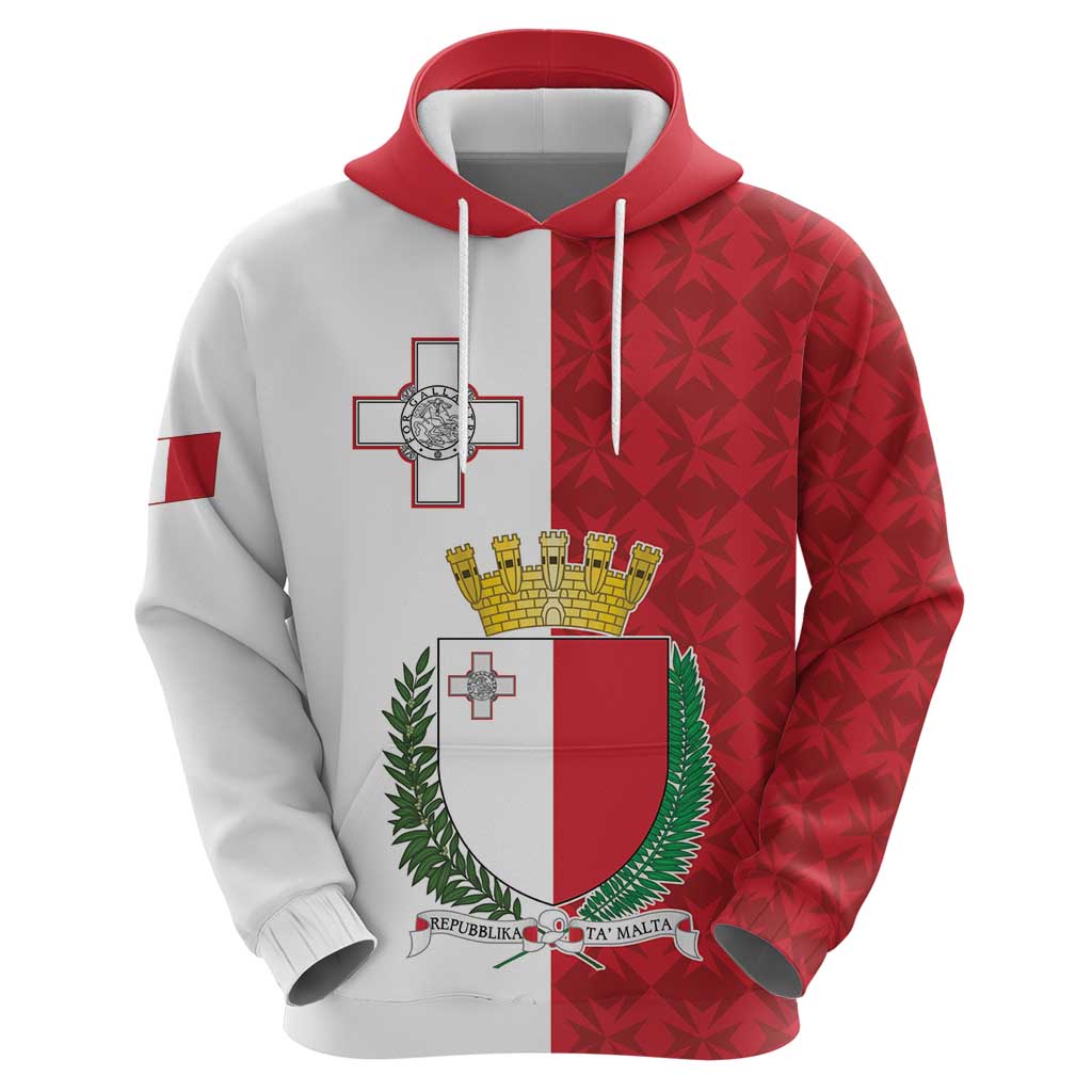 Malta Independence Day Hoodie Flag Style with Coat of Arms LT17