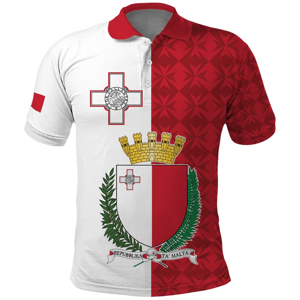 Malta Independence Day Polo Shirt Flag Style with Coat of Arms LT17