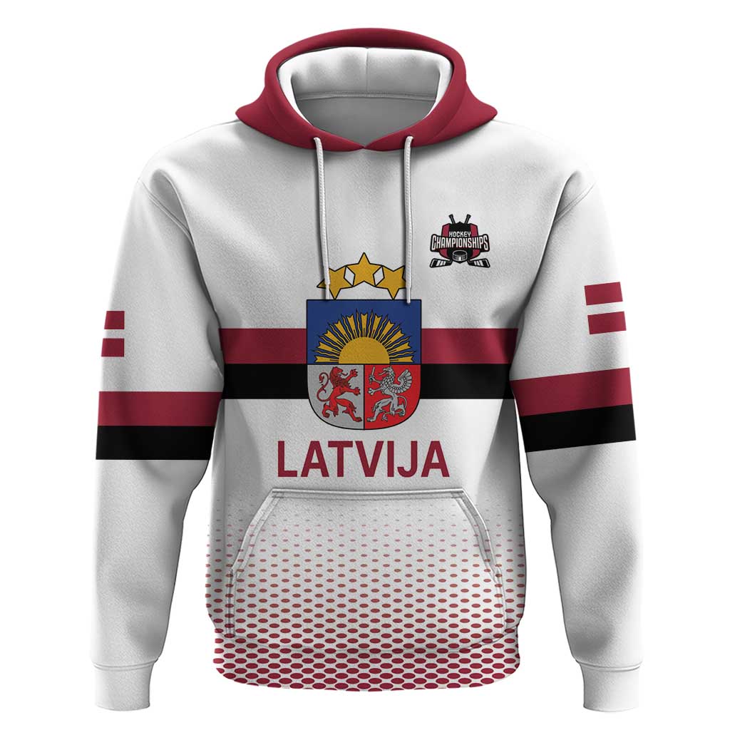 Custom Latvia Ice Hockey Champions Hoodie Come on Latvija White style LT17