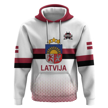Custom Latvia Ice Hockey Champions Hoodie Come on Latvija White style LT17