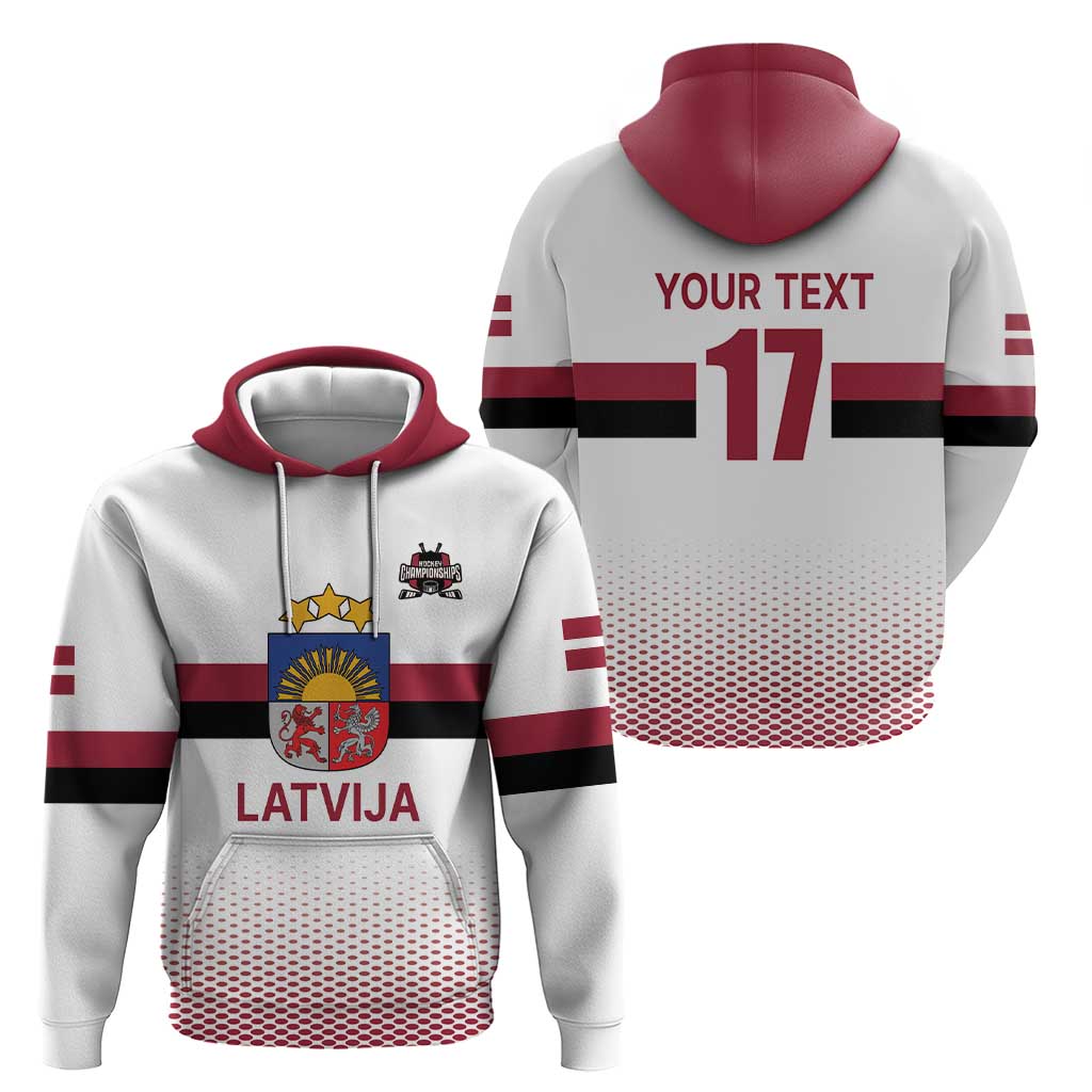 Custom Latvia Ice Hockey Champions Hoodie Come on Latvija White style LT17