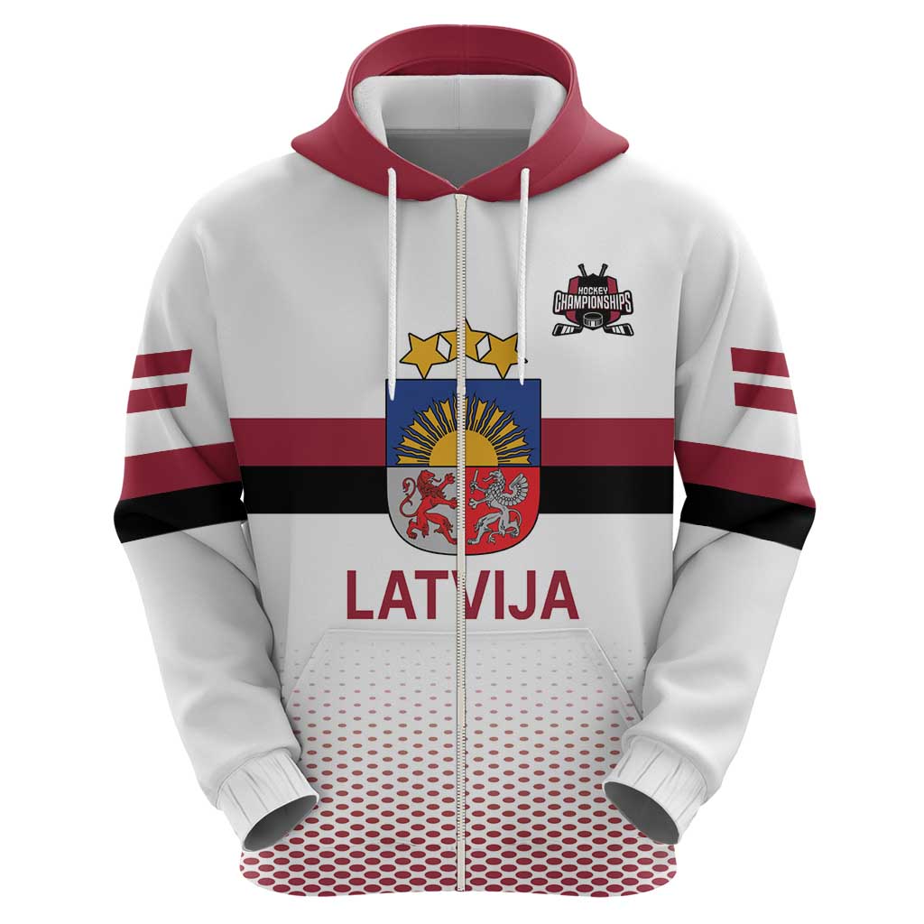 Custom Latvia Ice Hockey Champions Hoodie Come on Latvija White style LT17
