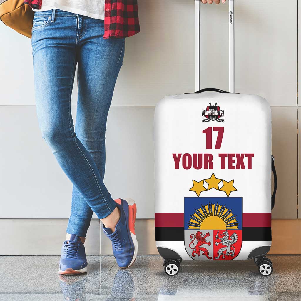 Custom Latvia Ice Hockey Champions Luggage Cover Come on Latvija White style LT17