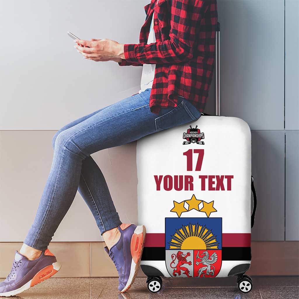 Custom Latvia Ice Hockey Champions Luggage Cover Come on Latvija White style LT17