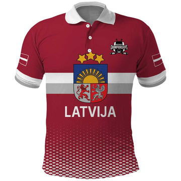 Custom Latvia Ice Hockey Champions Polo Shirt Come on Latvija Red style LT17