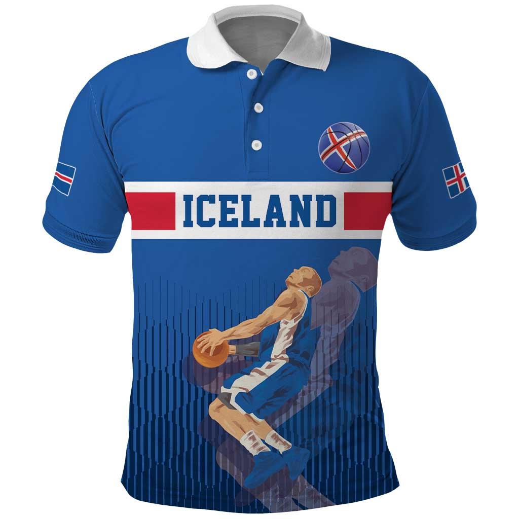 Iceland Basketball Custom Polo Shirt Blue Style LT17