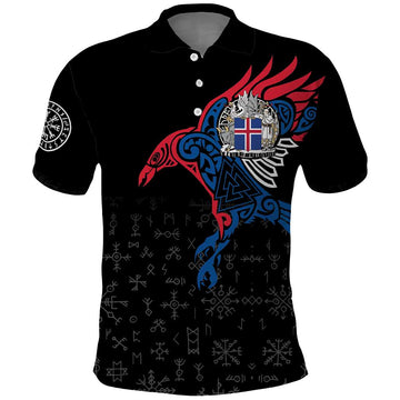 Iceland Viking Culture Polo Shirt Norse Mythology Raven Tattoo LT17