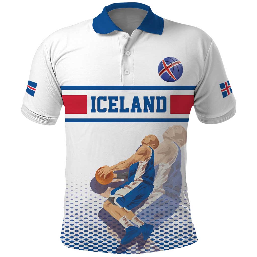 Iceland Basketball Custom Polo Shirt White Style LT17