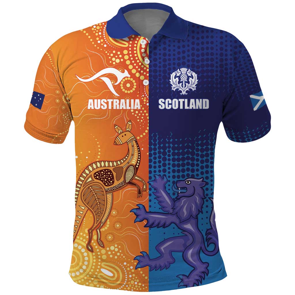 Custom Scotland and Australia Rugby Polo Shirt Wallabies Thistle Together LT17