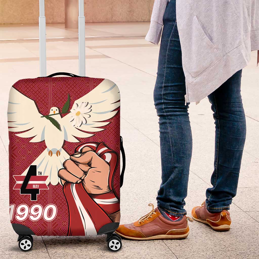 Latvia Restoration of Independence Day Luggage Cover Latvija 4th May with Dove LT17