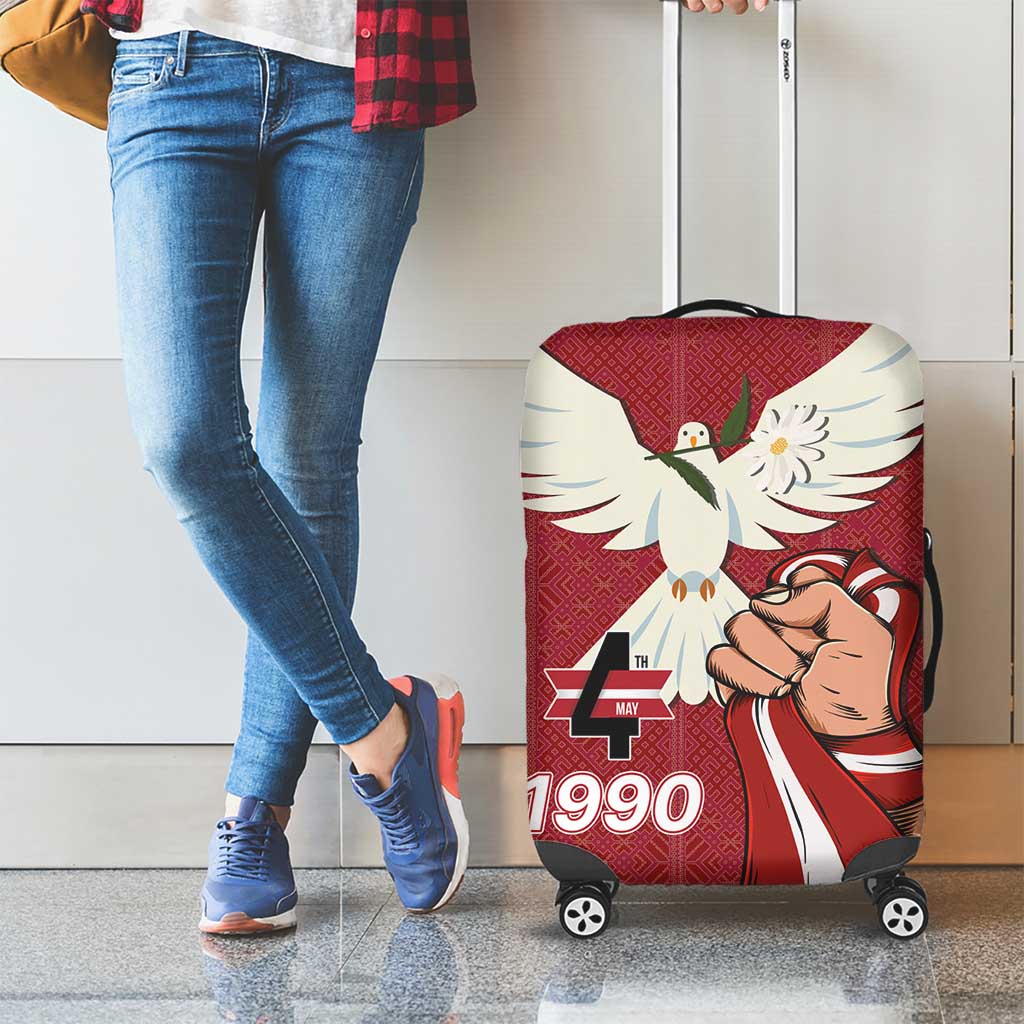 Latvia Restoration of Independence Day Luggage Cover Latvija 4th May with Dove LT17