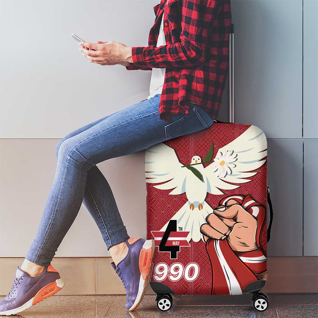 Latvia Restoration of Independence Day Luggage Cover Latvija 4th May with Dove LT17