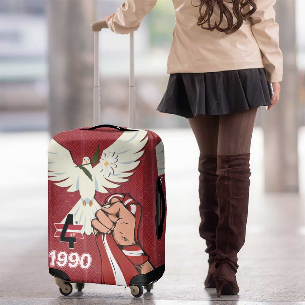 Latvia Restoration of Independence Day Luggage Cover Latvija 4th May with Dove LT17