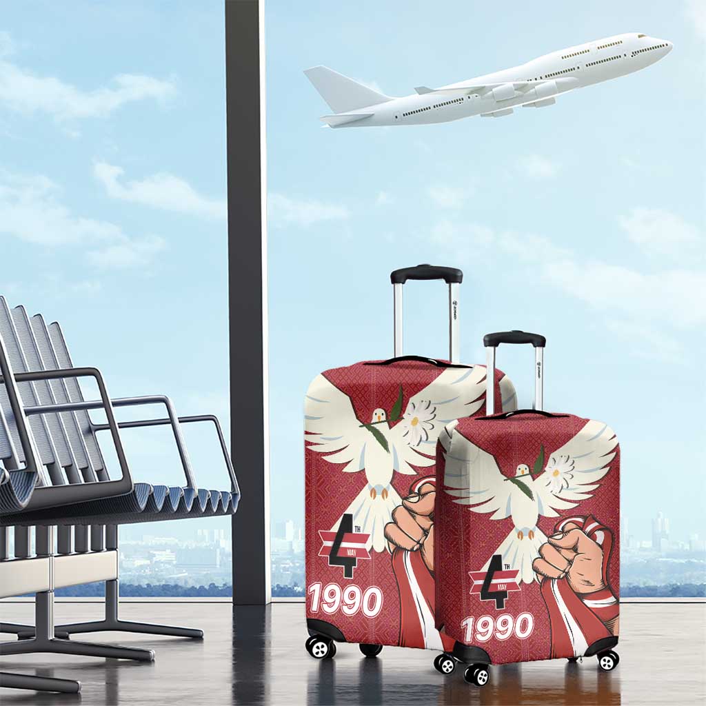Latvia Restoration of Independence Day Luggage Cover Latvija 4th May with Dove LT17