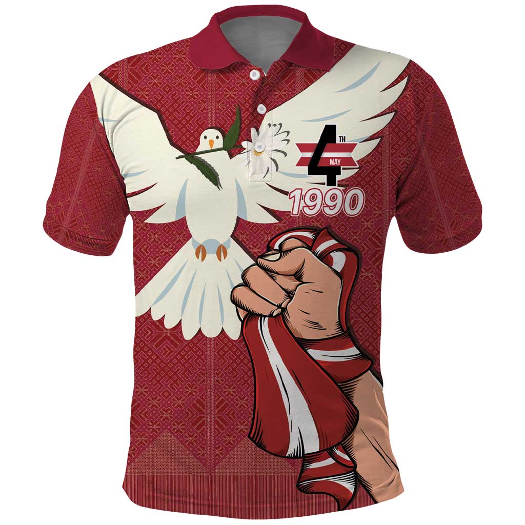 Latvia Restoration of Independence Day Polo Shirt Latvija 4th May with Dove LT17