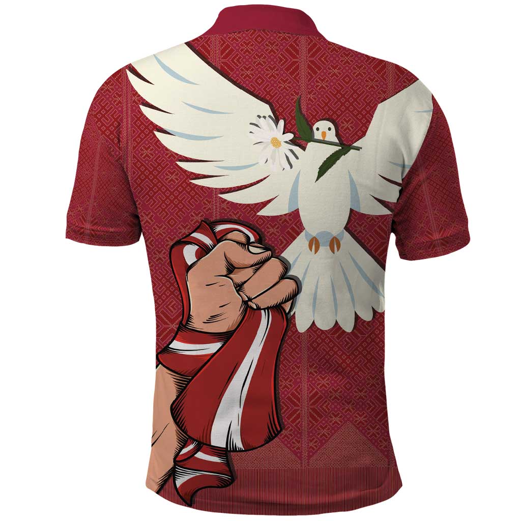 Latvia Restoration of Independence Day Polo Shirt Latvija 4th May with Dove LT17