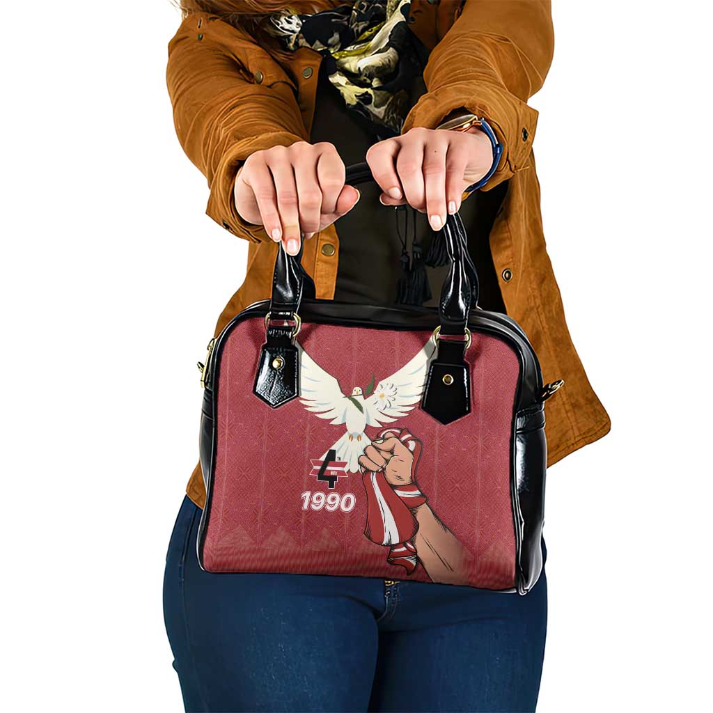 Latvia Restoration of Independence Day Shoulder Handbag Latvija 4th May with Dove LT17