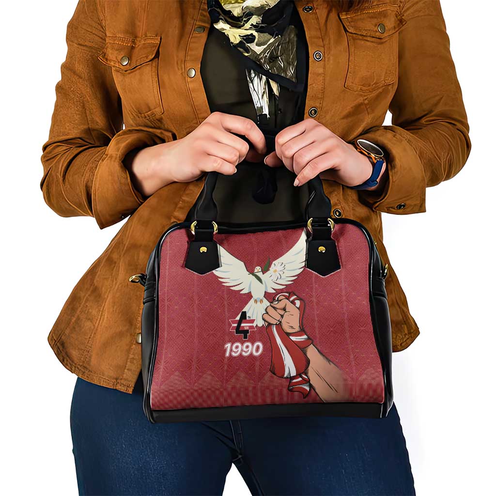 Latvia Restoration of Independence Day Shoulder Handbag Latvija 4th May with Dove LT17