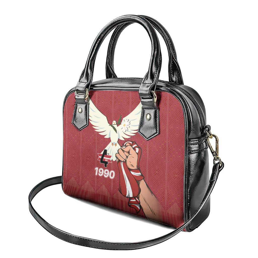 Latvia Restoration of Independence Day Shoulder Handbag Latvija 4th May with Dove LT17