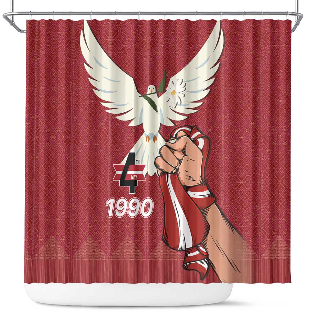 Latvia Restoration of Independence Day Shower Curtain Latvija 4th May with Dove LT17