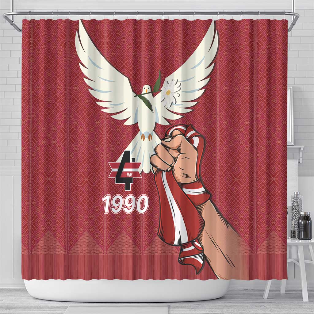 Latvia Restoration of Independence Day Shower Curtain Latvija 4th May with Dove LT17