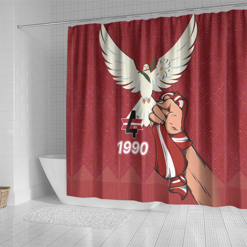 Latvia Restoration of Independence Day Shower Curtain Latvija 4th May with Dove LT17