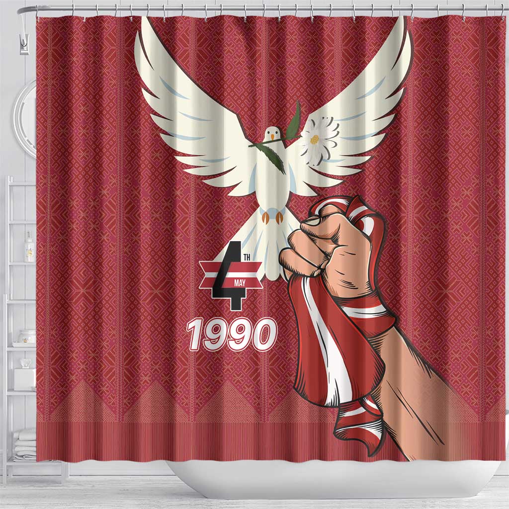 Latvia Restoration of Independence Day Shower Curtain Latvija 4th May with Dove LT17