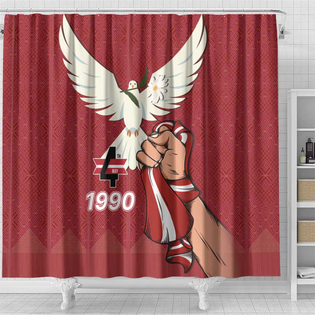 Latvia Restoration of Independence Day Shower Curtain Latvija 4th May with Dove LT17